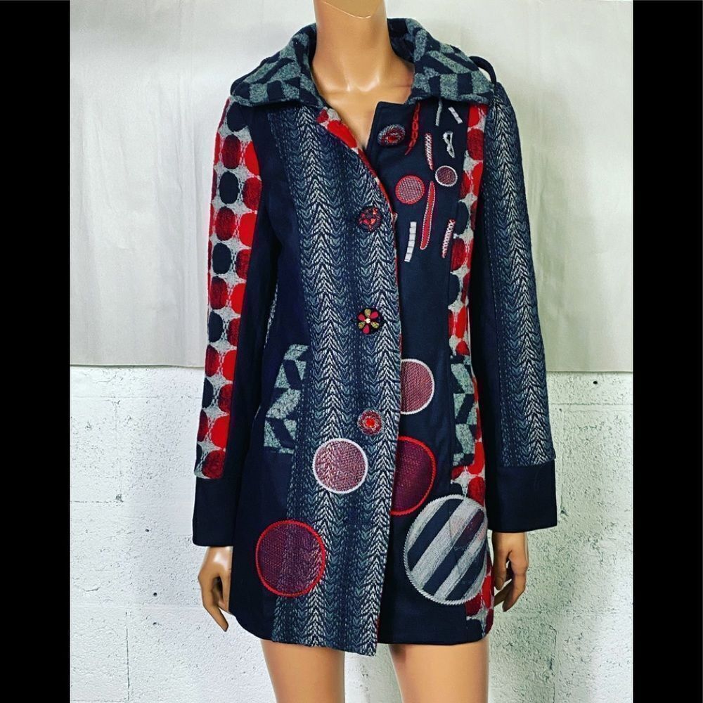 NEW Kessley Multi-Color Blue Patchwork Jacket S - Picture 2 of 10